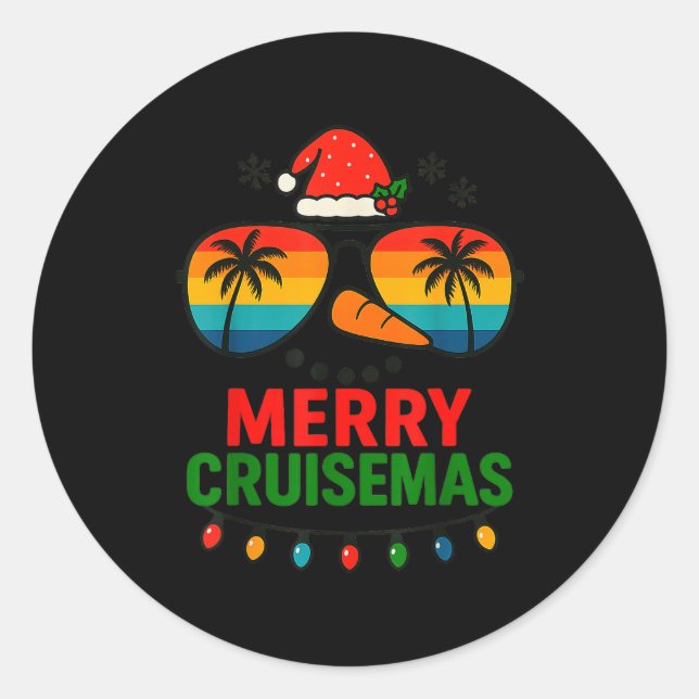 Merry Cruisemas 2025 Christmas Santa Snowman Funny Classic Round Sticker (Front)