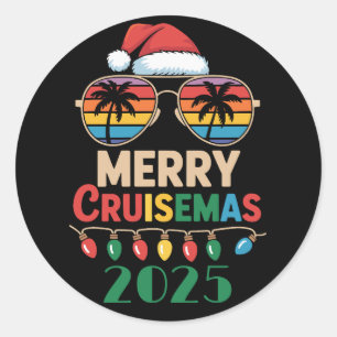 Merry Cruisemas 2025 Personalized Xmas Cruise Classic Round Sticker