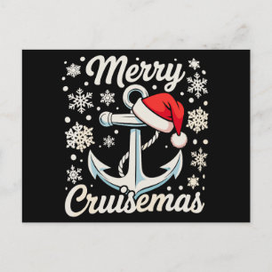 Merry Cruisemas Anchor Santa Hat Christmas Cruise Holiday Postcard