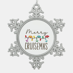 Merry Cruisemas Christmas Cruise Family Matching Snowflake Pewter Christmas Ornament