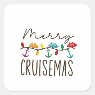 Merry Cruisemas Christmas Cruise Family Matching Square Sticker