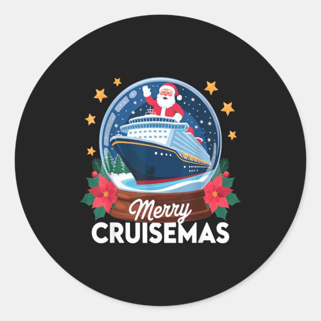 Merry Cruisemas Christmas Family Cruisin Funny Cru Classic Round Sticker (Front)