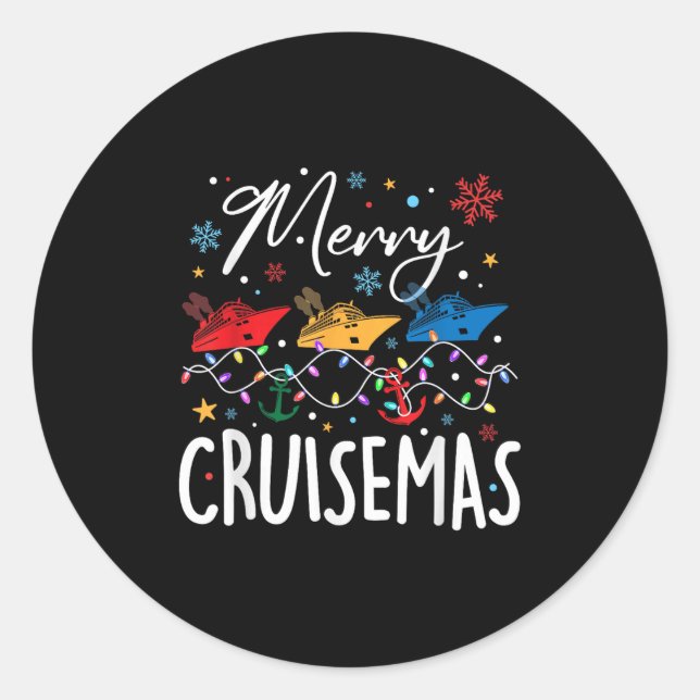 Merry Cruisemas Christmas Family Cruising Squad Xm Classic Round Sticker (Front)