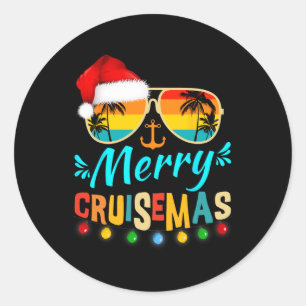 Merry Cruisemas Christmas Santa Reindeer Cruise Classic Round Sticker