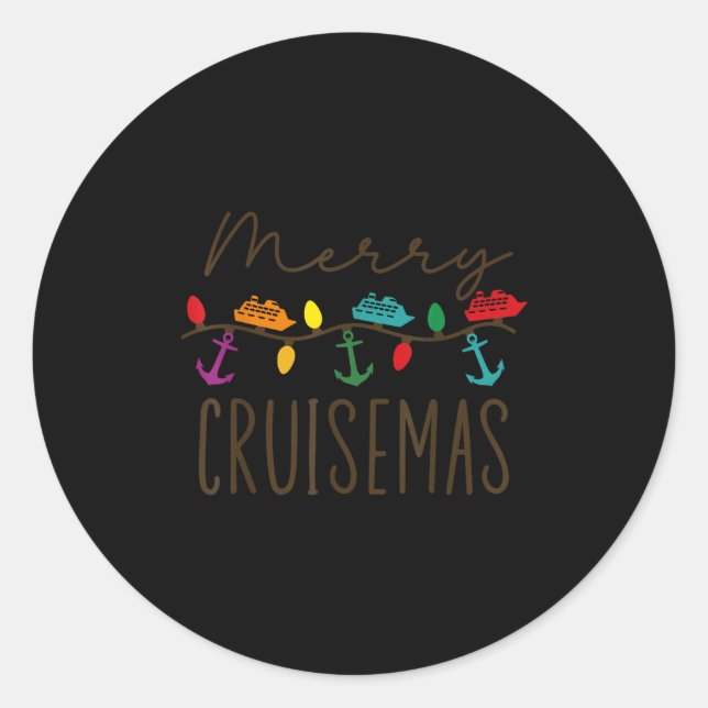 Merry Cruisemas Cruise Christmas Lights Matching F Classic Round Sticker (Front)