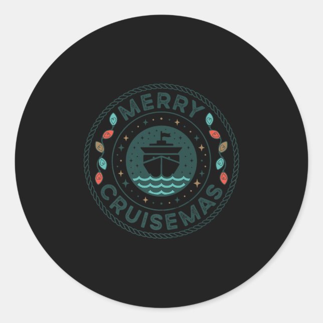 Merry Cruisemas Cruise-mas Christmas Cruise Family Classic Round Sticker (Front)