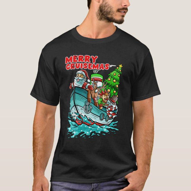 Merry Cruisemas Cruise Ship Santa Claus Christmas T-Shirt (Front)