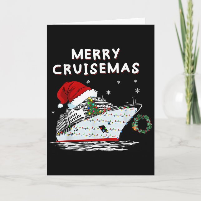 Merry Cruisemas Cruise Ship Santa Hat Christmas Ho Card (Front)