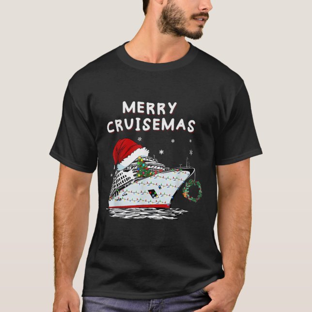 Merry Cruisemas Cruise Ship Santa Hat Christmas Ho T-Shirt (Front)