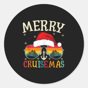 Merry Cruisemas Cruise Ship Vacation Cruising Chri Classic Round Sticker
