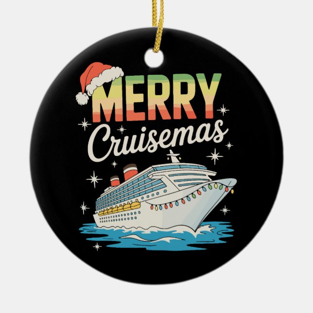 Merry Cruisemas Cruise Ship Xmas Family Christmas Ceramic Tree Decoration (Front)