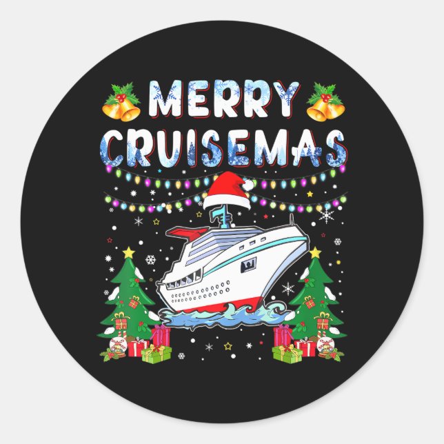 Merry Cruisemas Family Cruise Christmas 2023 Classic Round Sticker (Front)