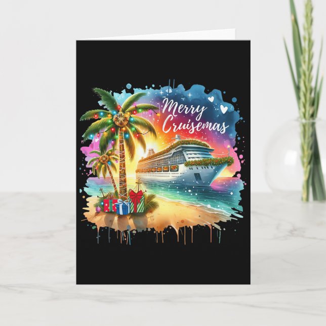 Merry Cruisemas Family Cruise Christmas Funny Boat Card (Front)