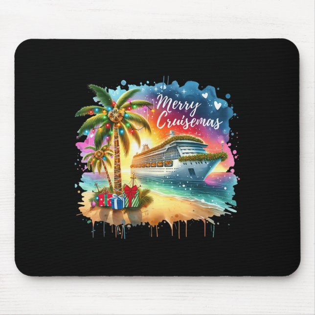 Merry Cruisemas Family Cruise Christmas Funny Boat Mouse Mat (Front)