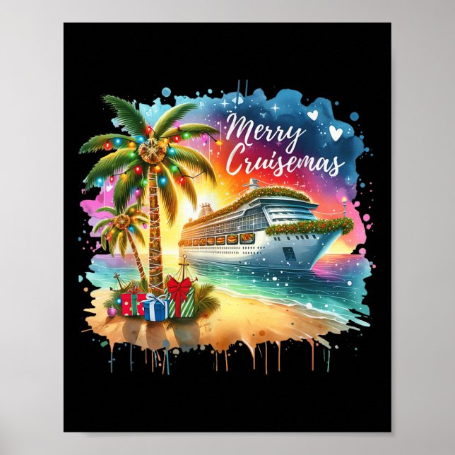 Merry Cruisemas Family Cruise Christmas Funny Boat Poster (Front)