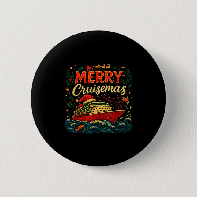 Merry Cruisemas Funny Christmas Cruise Vacation  6 Cm Round Badge (Front)