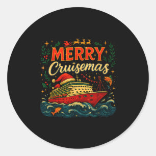 Merry Cruisemas Funny Christmas Cruise Vacation Classic Round Sticker