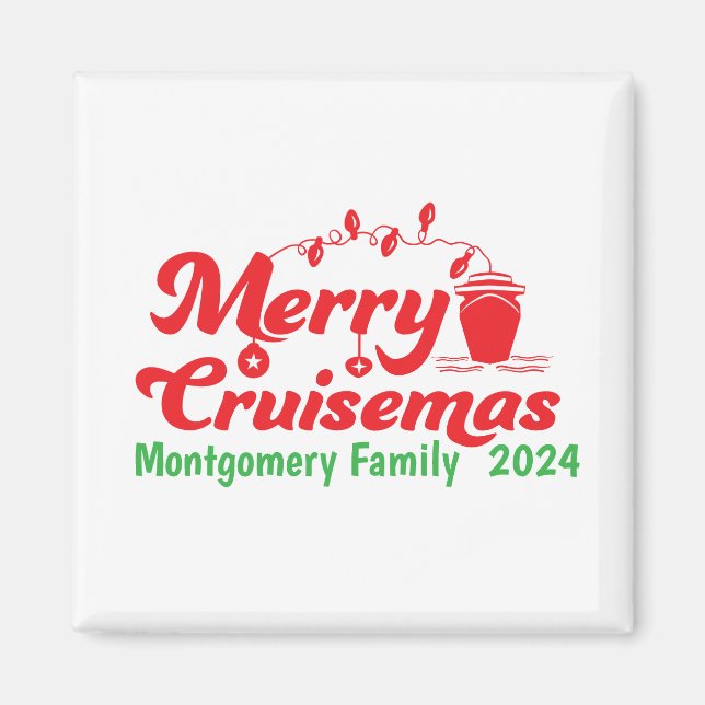Merry Cruisemas Personalised Family  Magnet (Front)