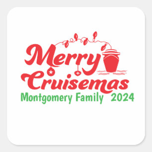 Merry Cruisemas Personalised Family Square Sticker