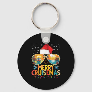 Merry Cruisemas Santa Hat Retro Cruise Ship Christ Key Ring