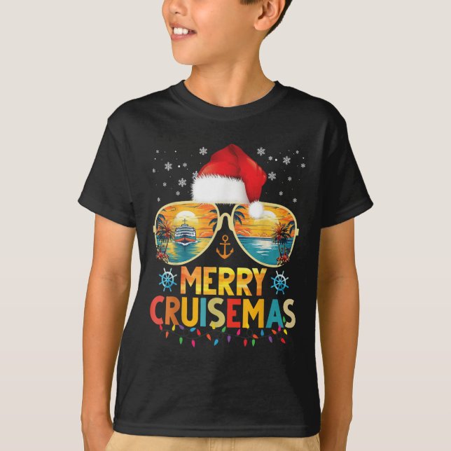 Merry Cruisemas Santa Hat Retro Cruise Ship Christ T-Shirt (Front)