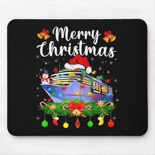 Merry Cruisemas Xmas Lighting Santa Cruise Ship Ch Mouse Mat (Front)