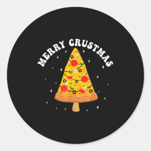 Merry Crustmas Funny Zza Slice Christmas Tree Zza Classic Round Sticker