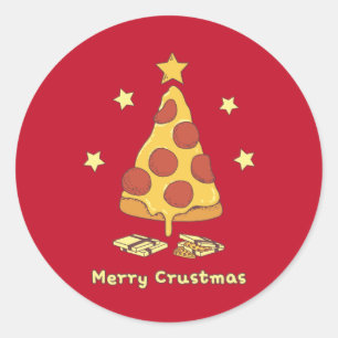 Merry Crustmas - Pizza Christmas Classic Round Sti Classic Round Sticker