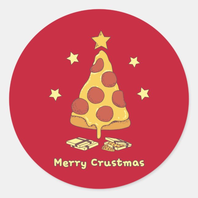 Merry Crustmas - Pizza Christmas Classic Round Sti Classic Round Sticker (Front)