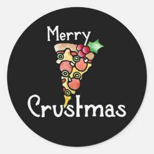 Merry Crustmas Pizza Christmas  Classic Round Sticker