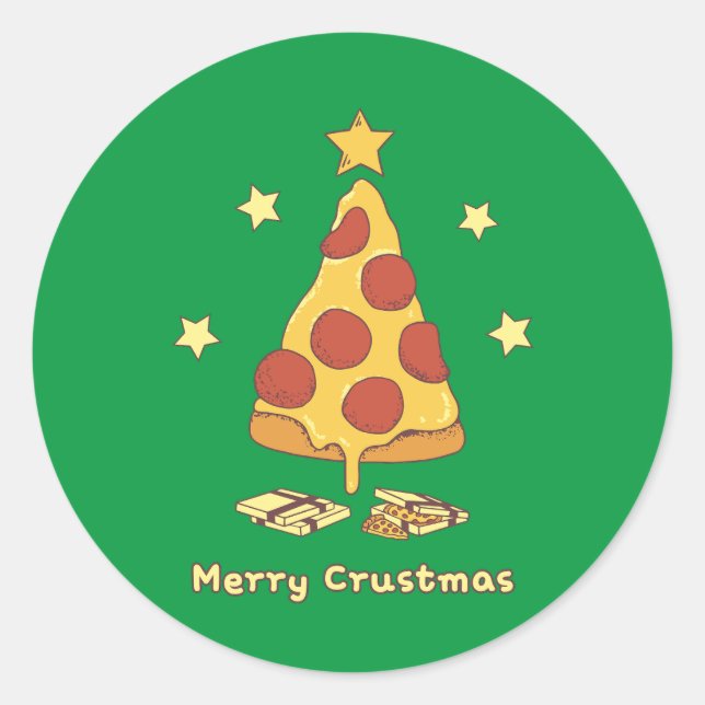 Merry Crustmas - Pizza Christmas Classic Round Sticker (Front)