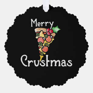 Merry Crustmas Pizza Christmas Tree Decoration Card