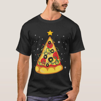 Merry Crustmas Pizza Christmas Tree Lights Xmas T-Shirt