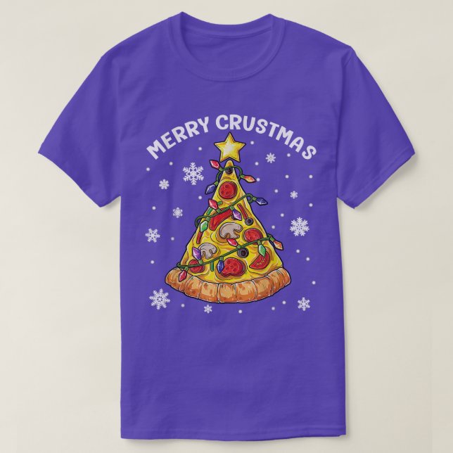Merry Crustmas Pizza Christmas Tree Pizza Lover Xm T-Shirt (Design Front)