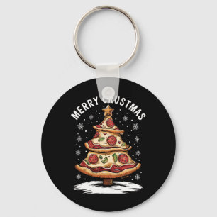 Merry Crustmas Pizza Christmas Tree Xmas Funny Piz Key Ring