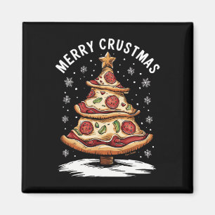 Merry Crustmas Pizza Christmas Tree Xmas Funny Piz Magnet