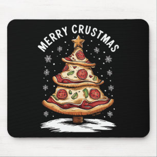 Merry Crustmas Pizza Christmas Tree Xmas Funny Piz Mouse Mat