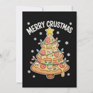 Merry Crustmas Pizza Christmas Xmas Tree Holiday Card