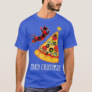 Merry Crustmas Pizza T,holiday Cat Pizza Christmas T-Shirt
