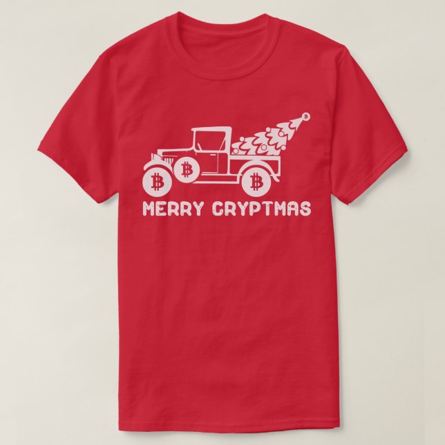 Merry Cryptmas Funny Bitcoin Lover Christmas Tree  T-Shirt (Design Front)