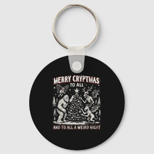 Merry Cryptmas Weird Night Cryptid Holiday Art  Key Ring