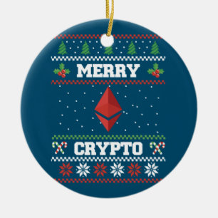 Merry Crypto Ethereum Ugly Christmas Sweater Ceramic Tree Decoration