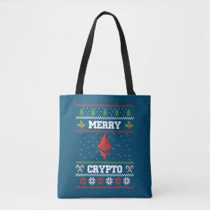 Merry Crypto Ethereum Ugly Christmas Sweater Tote Bag