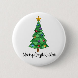 Merry Crystal-Mas Geometric Christmas Tree 6 Cm Round Badge