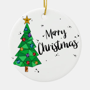 Merry Crystal-Mas Geometric Christmas Tree Ceramic Tree Decoration
