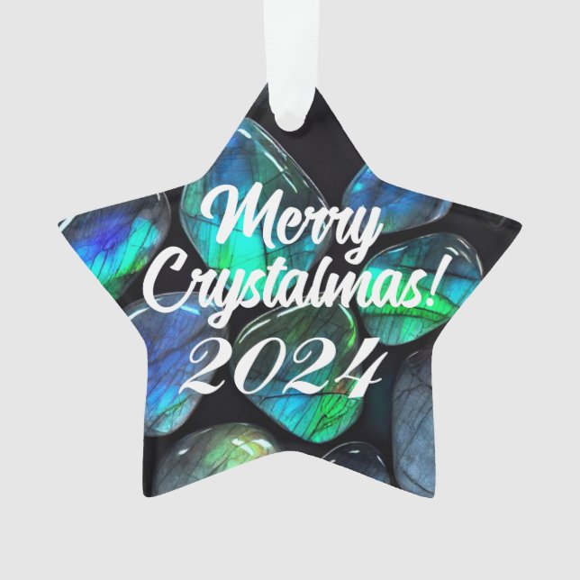 Merry Crystalmas! Labradorite Star Gemstone Ornament (Front)