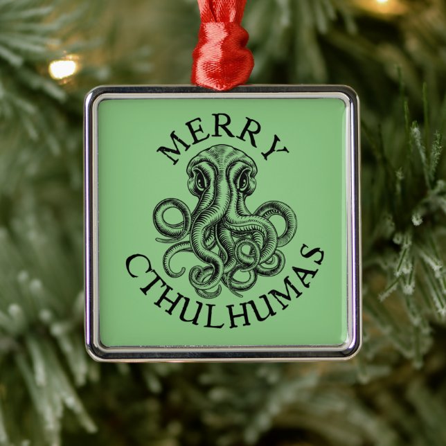 Merry Cthulhumas Lovecraft Cthulhu Metal Ornament  (Tree)