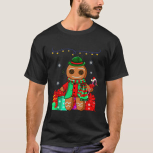 Merry Cute Xmas Pajama Kids Gift Gingerbread Man F T-Shirt