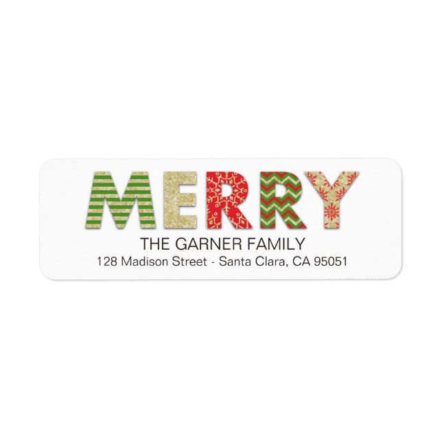 Merry Cutouts Holiday Return Address Labels (Front)
