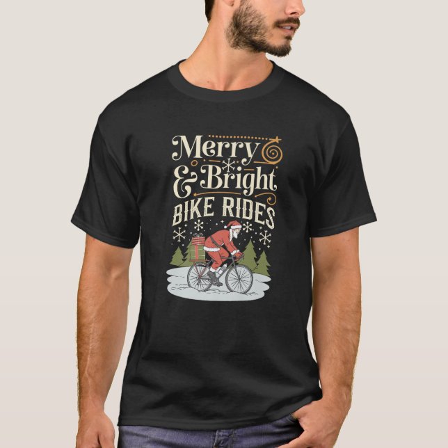Merry Cycling Bright Bike Rides Christmas Premium  T-Shirt (Front)